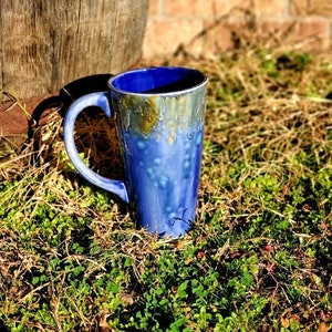 Blue Azure Mega Mug Tall 28 Oz, Super Large Blue Mug, Hand Glazed, Ceramic Pottery Mug, Tea Mug, Coffee Mug, Unique Gift