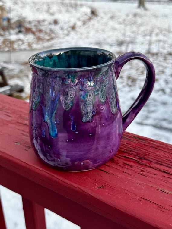 Purple Ceramic Pottery Mug: Extra Large 24 Oz Tea Coffee Mug