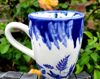 Blue Dragonflies Jumbo 24 Oz Mug, Extra Large Mug, Hand Glazed, Ceramic Pottery Mug, Tea Mug, Coffee Mug,