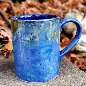 Blue Azure Jumbo 24 Oz Mug, Extra Large Mug, Blue Mug, Hand Glazed, Ceramic Pottery Mug, Tea Mug, Coffee Mug