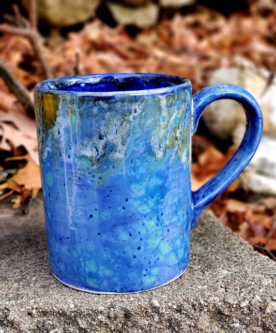 Hand Glazed Blue Azure Jumbo Mug: 24 Oz Ceramic Coffee Mug - Etsy New  Zealand