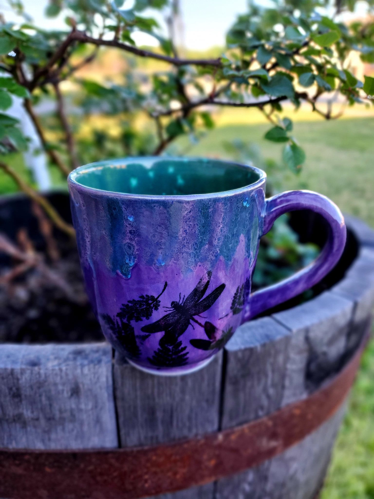 Purple Pottery Mug With Dripping Glaze Made to Order 