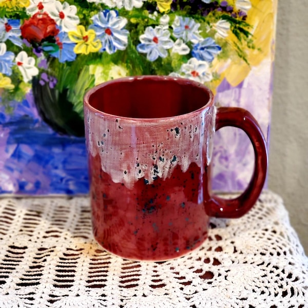 Peppered Raspberry Jumbo 24 Oz Mug, Extra Large Mug, Hand Glazed, Ceramic Pottery Mug, Tea Mug, Coffee Mug, Unique Gift