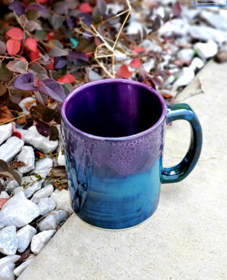 Peacock Purple Jumbo 24 Oz Mug, Extra Large Mug, Hand Glazed, Ceramic Pottery Mug, Tea Mug, Coffee Mug, Unique Gift 画像 3