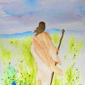 The Good Shepherd Digitally Enhanced Art Print Watercolor Print  Psalm 23 Faith Art