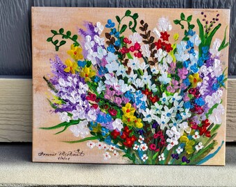 ORIGINAL Acrylic Painting, Palette Knife Floral, Modernistic, One of a Kind, Stretched Canvas 8x10