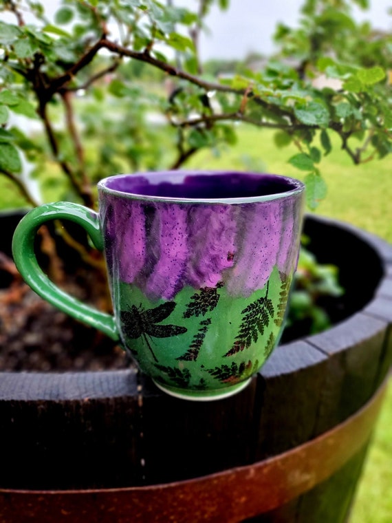 Floral Fantasy Peacock Purplelarge 16 Oz Mug, Large Mug, Hand Glazed, Tea  Mug, Coffee Mug, Unique Gift 