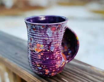 Floral Fantasy Hand Warmer Mug Right Handed for Soups and Beverages Christmas Mother's Day Birthday Gift All Occasion