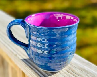 Fuchsia Blue Azure GIANT 20 Oz Mug for Soups and Beverages Christmas Mother's Day Birthday Gift All Occasion