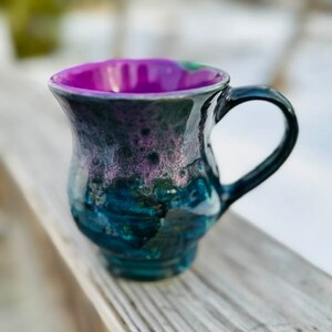 Peacock Lavender Stoneware Large 16 Oz Mug, Large Mug, Hand Glazed, Tea Mug, Coffee Mug, Unique Gift