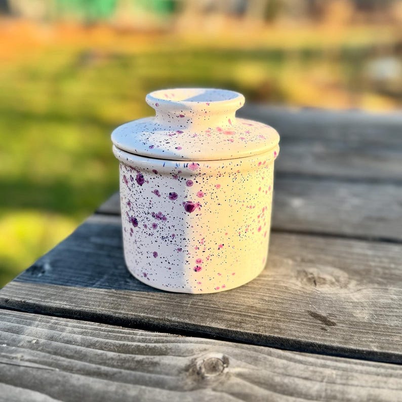 Frosted Berries French Butter Crock, butter dish, hand glazed, unique gift, butter keeper