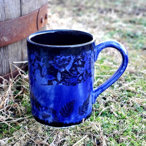 Sapphire dragonfly Jumbo 24 Oz Mug, Extra Large Mug, Blue Mug, Crafted, Ceramic Pottery Mug, Tea Mug, Coffee Mug
