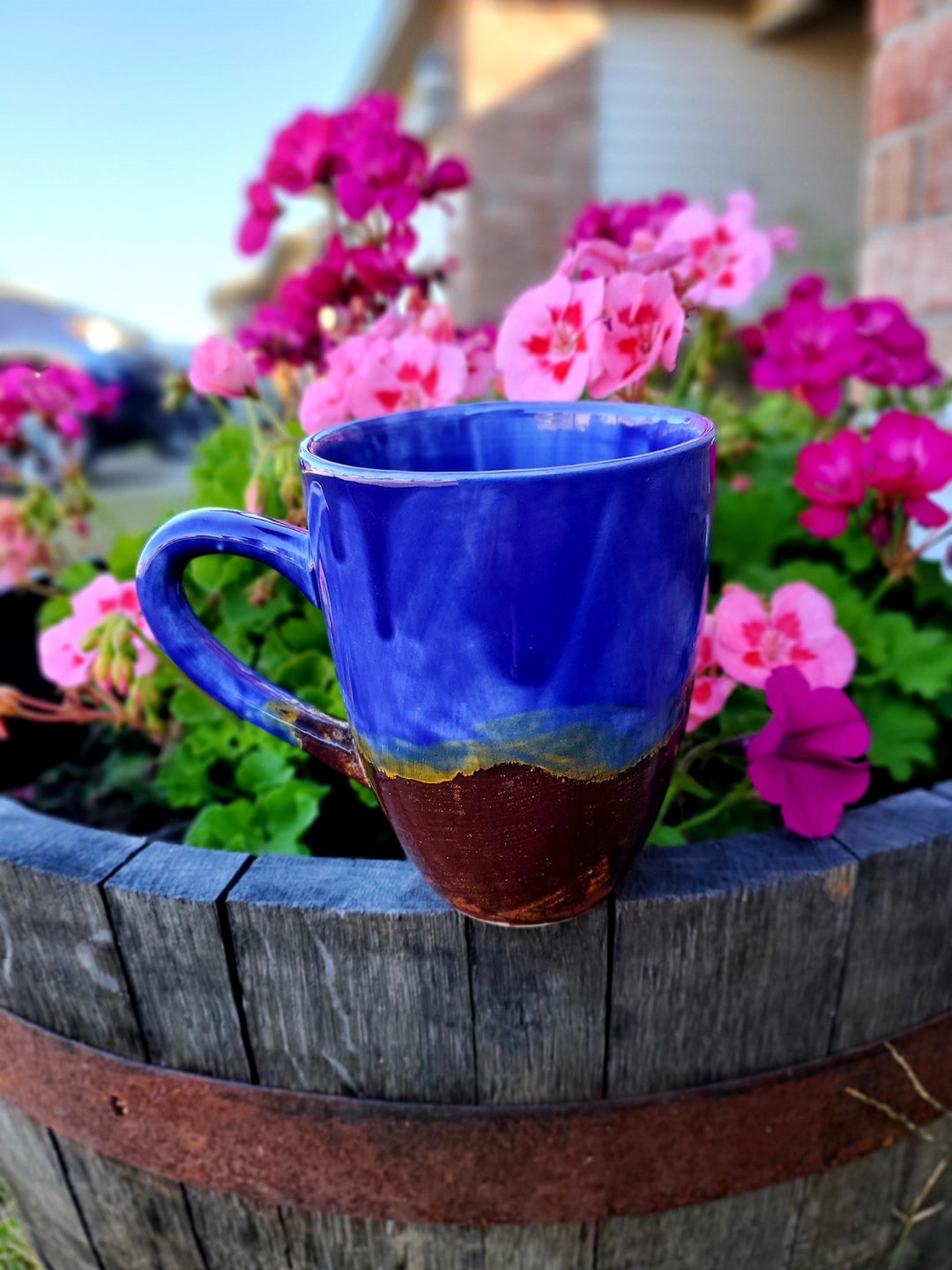 Copper Blues Jumbo 24 Oz Mug Extra Large Mug Blue Mug Hand Etsy