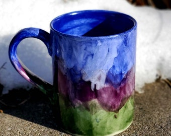 Jewel Tones Jumbo 24 Oz Mug, Extra Large Mug, Hand Glazed, Ceramic Pottery Mug, Tea Mug, Coffee Mug