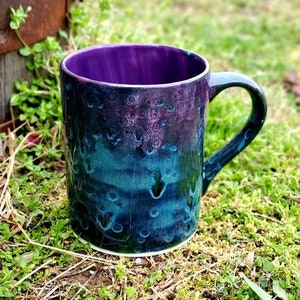 Peacock Purple Large 16 Oz Mug, Large Mug, Hand Glazed, Ceramic Pottery Mug, Tea Mug, Coffee Mug, Unique Gift