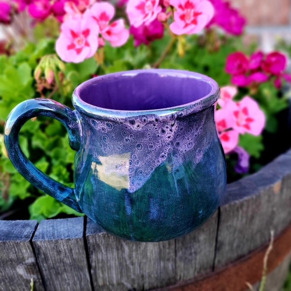 Peacock Purple Jumbo 24 Oz Mug, Extra Large Mug, Hand Glazed, Ceramic Pottery Mug, Tea Mug, Coffee Mug, Unique Gift