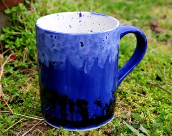 Treescape Large 16 Oz Mug, Large Mug, Hand Glazed, Ceramic Pottery Mug, Tea Mug, Coffee Mug, Unique Gift