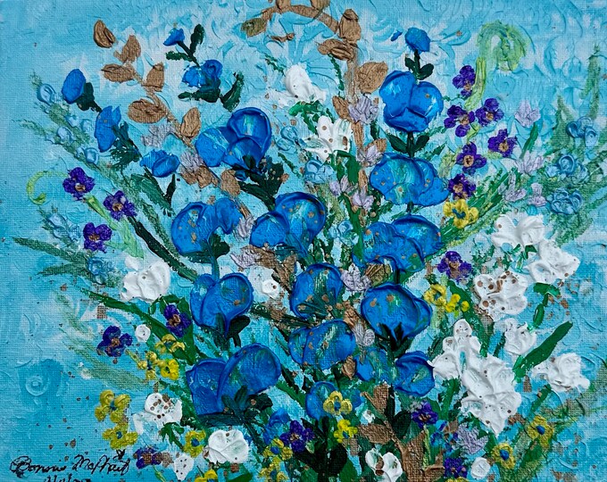 ORIGINAL Acrylic Painting, Palette Knife Floral, Modernistic, One of a ...