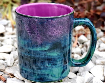 Peacock Violet Jumbo 24 Oz Mug, Extra Large Mug, Hand Glazed, Ceramic Pottery Mug, Tea Mug, Coffee Mug, Unique Gift