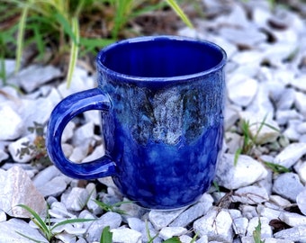 Blue Azure Large 16 Oz Mug, Large Mug, Hand Glazed, Ceramic Pottery Mug, Tea Mug, Coffee Mug, Free Shipping, Unique Gift