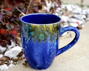 Blue Azure Mega Giant 24 Oz, Super Large Mug, Hand Glazed, Ceramic Pottery Mug, Tea Mug, Coffee Mug, Unique Gift