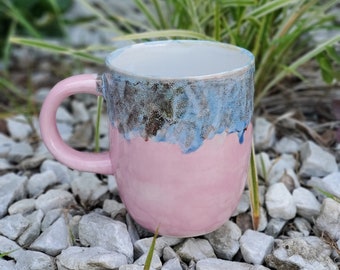 Country Pink Large 16 Oz Mug, Large Mug, Hand Glazed, Ceramic Pottery Mug, Tea Mug, Coffee Mug, Unique Gift