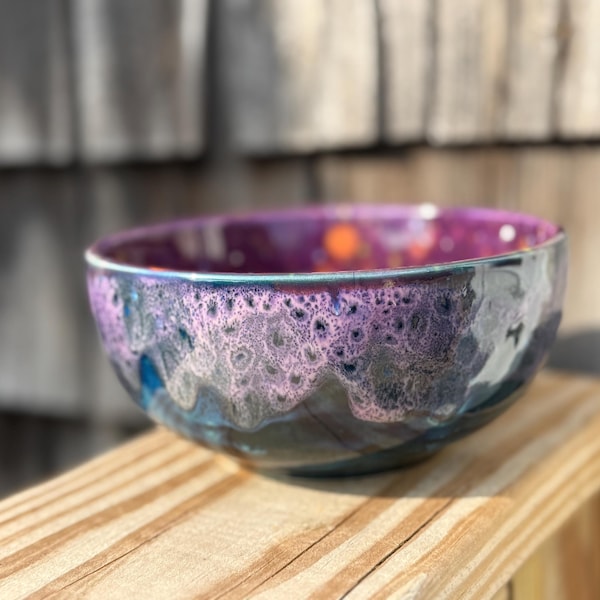 ピーコックパープルボウル、シリアルボウル、6 x 3インチハンドグレーズボウル、ウィステリアブライトジェイド、オーダーメイド