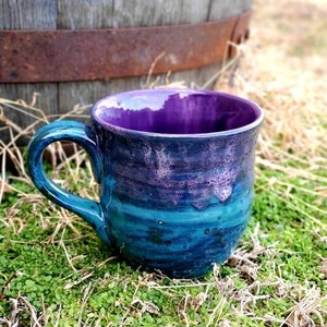 Peacock Purple giant 20 Oz Hand Glazed for Soups and Beverages Christmas Mother's Day Birthday Gift All Occasion