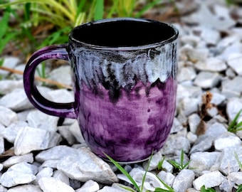 Mystic Purple Taza grande de 16 oz, taza grande, esmaltada a mano, taza de cerámica, taza de té, taza de café, regalo único