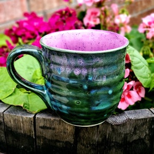 Peacock Violet Giant 20 Oz Hand-thrown Style Mug for Soups Beverages Christmas Mother's Day Birthday Gift All Occasion