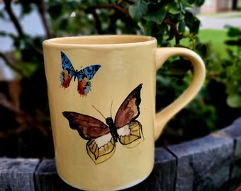 READY TO SHIP! Butterfly sand dune Large 16 Oz Mug, Large Mug, Hand Glazed, Ceramic Mug, Tea Mug, Coffee Mug