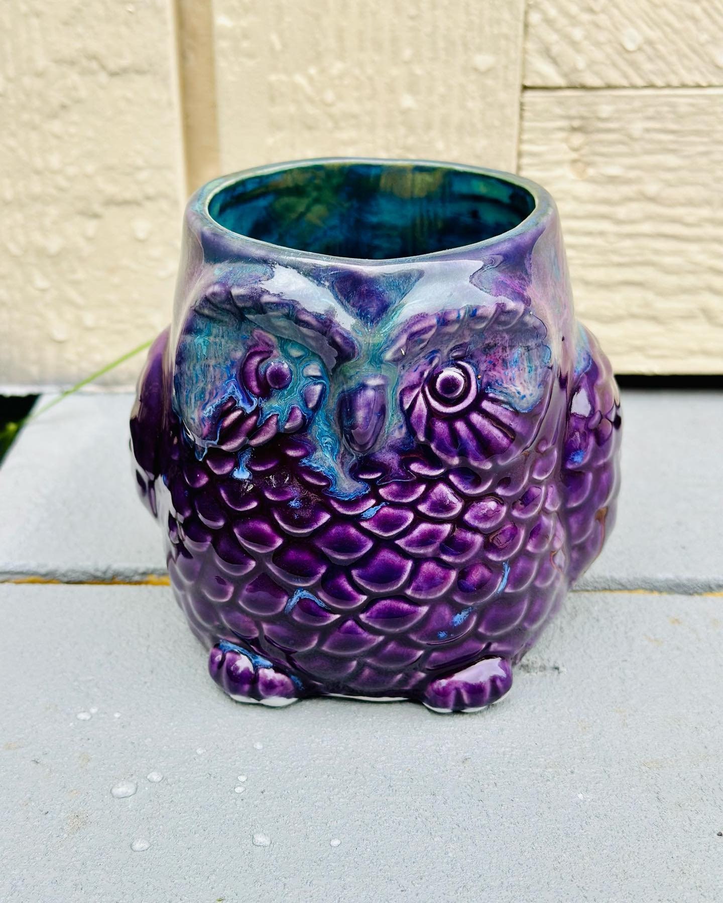Purple Owl Mug: Hand-Glazed Ceramic Pottery, 24 Oz Jumbo Mug