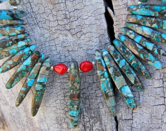 Hand Crafted Jasper Necklace With Bamboo Coral Accents
