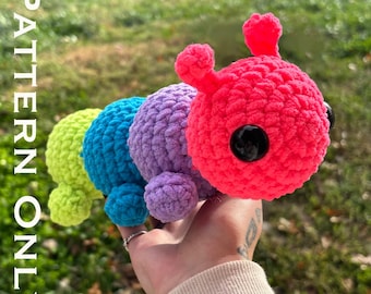 Patrón fácil de oruga a crochet – Juguete de peluche ideal para principiantes / Patrón PDF de amigurumi a crochet / Animal de peluche DIY / Tutorial de insecto a crochet