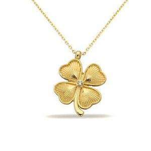 14K Gold Lucky Four Leaf Clover Necklace. Mini Clover Necklace. Clover ...