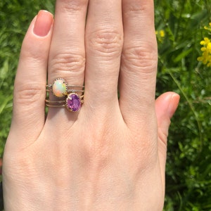 Cabochon opal 14k gold ring/ Gold ring with Opal/ Minimalist opal ring/ Opal engagement ring/ Opal promise ring/ Opal Birthstone Ring