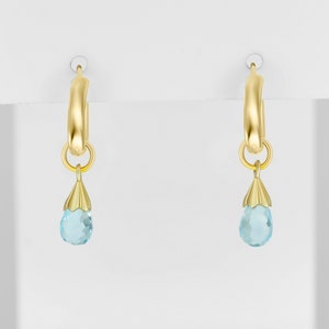 Aros de topacio con forma de aro/Aros Danity en oro de 14 k/Aros que se pueden usar de dos maneras/Aros colgantes de topacio briolette/Piedra natal de noviembre