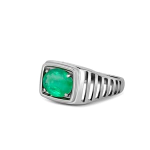 Emerald gold ring/ Vintage style Emerald mens ring/ Natural Emerald Men Ring/ Mens gemstone jewellery/ Emerald Ring