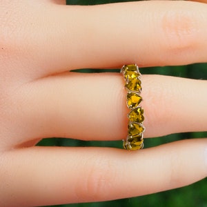 Heart citrine Eternity Ring in 14k gold/ Heart Shaped Eternity Band/ Wedding Band/ Heart citrine Stacking Ring/ Valentine gift/ Love ring