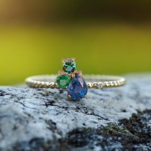 Pear sapphire ring/ Blue sapphire gold ring/ 14k gold ring with genuine Sapphire/ Minimalist sapphire ring/ Sapphire engagement ring