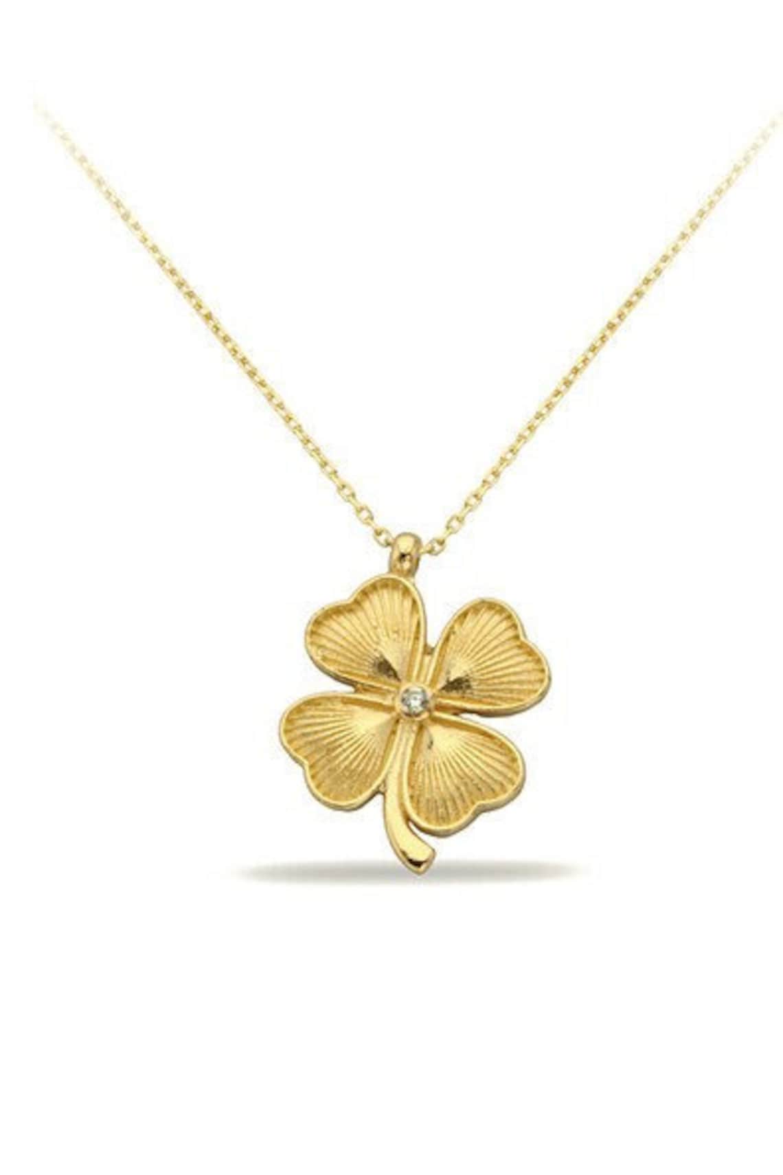 14K Gold Lucky Four Leaf Clover Necklace. Mini Clover Necklace. Clover ...