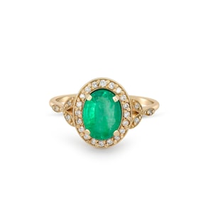 Oval emerald ring/ 14k gold ring with emerald/ Minimalist emerald ring/ Emerald engagement ring/ Emerald promise ring/ Gift for her