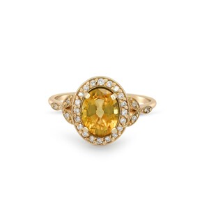 14k solid gold ring with sapphire. Yellow sapphire ring. Natural gemstone ring. Oval sapphire ring. 14k gold ring with Sapphire.