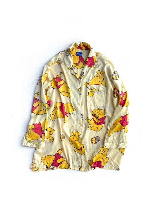 Pure silk! Winnie the Pooh vintage pajama shirt