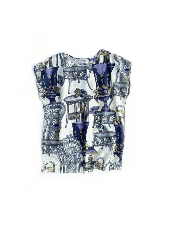 Pure silk! Vintage furniture print blouse