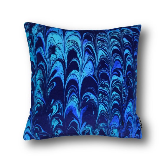 blue marble throw pillow
