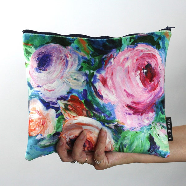 Velvet pouch | Velvet make-up bag | Velvet clutch bag | Floral Pouch