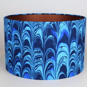 Handmade Blue Marble Velvet Lampshade with Bronze Lining