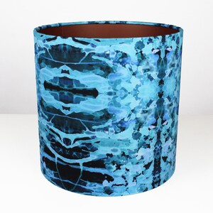 Handmade Teal Velvet Lampshade: Abstract Contemporary Effect Print