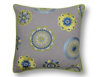 Circles geometric cushion - Carnival - Grey | Decorative embroidered pillow | 45x45cm / 18x18in